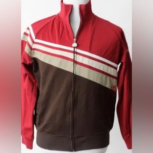 Billabong Vintage 1990’s Retro Zip Up Front Striped Jacket Brown Red Size XL